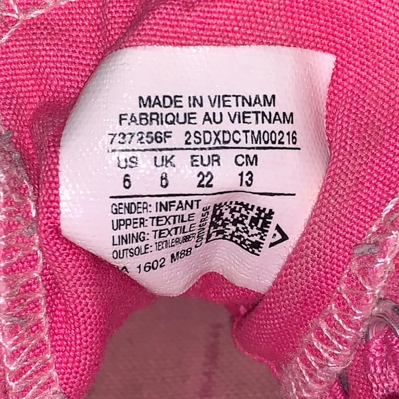 Converse All Star Girls Pink Hi Top Canvas Infant/Toddler Shoes Size 6 - Picture 7 of 8